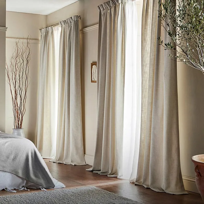 Beige modern curtain with soft natural light filtering