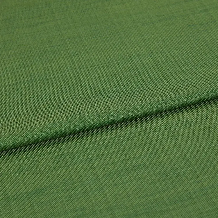 Close-up of woven olive or forest green fabric.