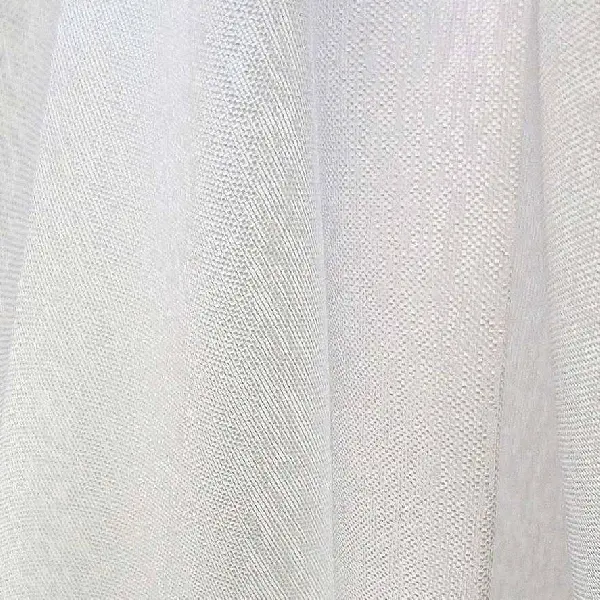 Light gray sheer curtain fabric with diagonal weave