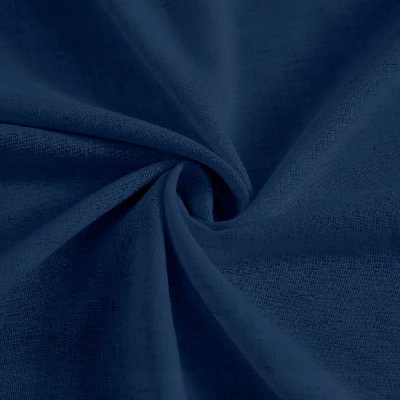 Twisted dark blue linen curtain fabric