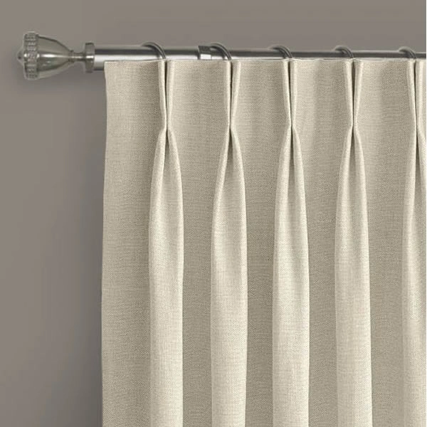 beige textured triple pinch pleat blackout curtain
